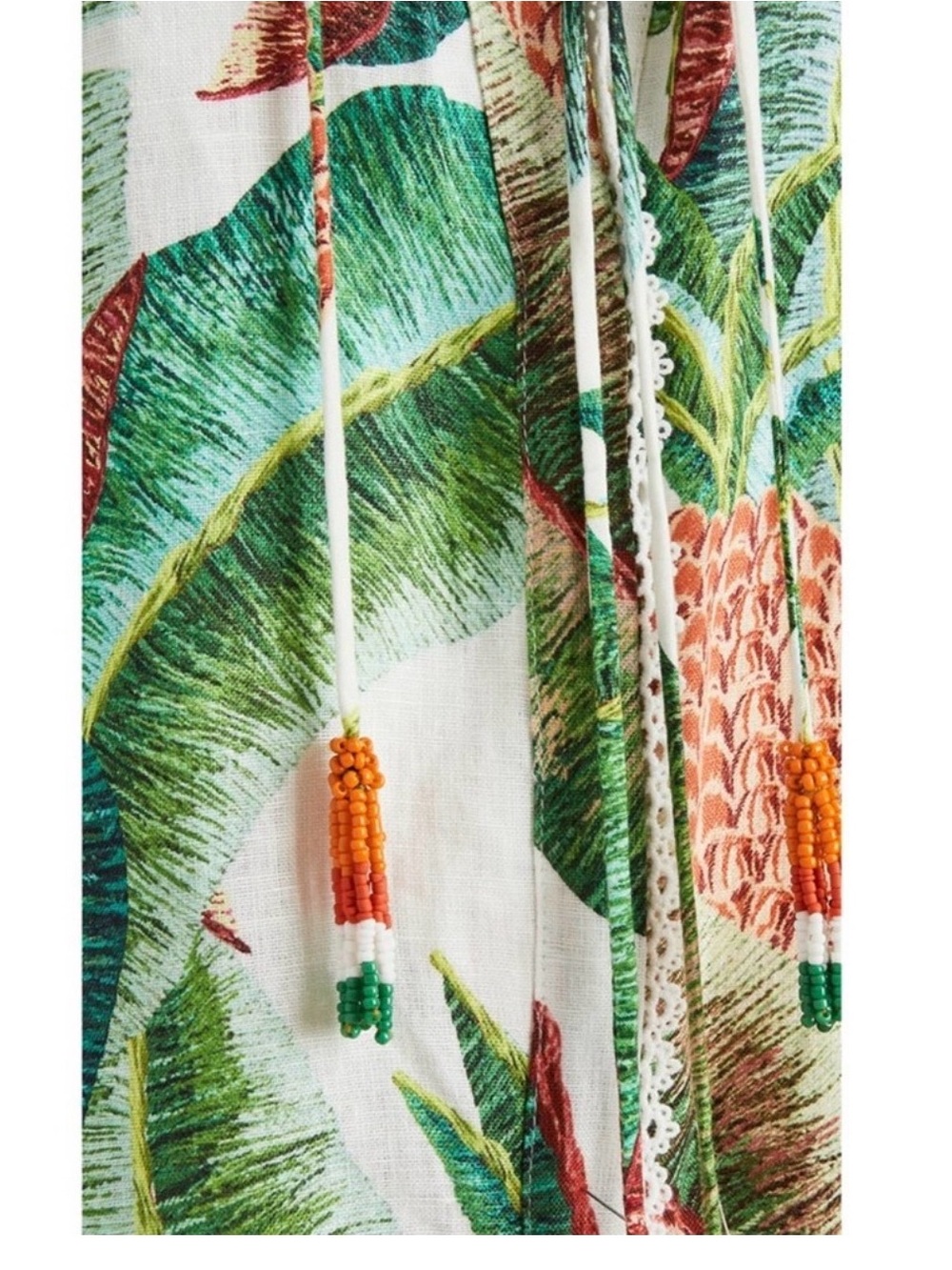 NWT FARM Rio White Pineapple & Green Leaf Floral Printed Jumpsuit Medium - Picture 3 of 6